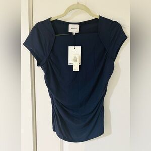 Reformation Deep Blue Short Sleeve Top